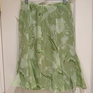 Vanity Fair Green Floral A-Line Skirt